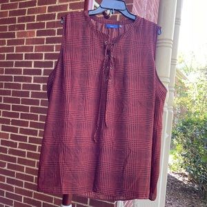 Apt. 9 Sleeveless Red and Black Plaid Polyester Tank Top Women 3X